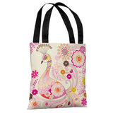 Peacock - Cream Multi Tote Bag by Mary Beth