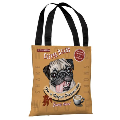 Puggaccino2 - Brown Multi Tote Bag by Retro Pets