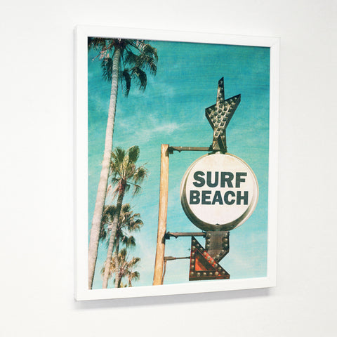 Surf Beach Sign - Blue Multi - White Canvas Image Box by OBC 11 X 14