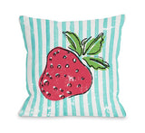 Strawbooty - Teal Multi Throw Pillow by