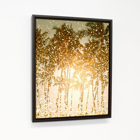 Sparkly Summer - Yellow Multi Walnut Floating Frame by OBC 11 X 14