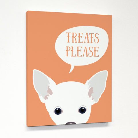 Peeking Chihuahua - Tangerine Canvas by OBC 11 X 14