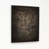 Octopus Wood Sketch - Brown Walnut Floating Frame by OBC 11 X 14