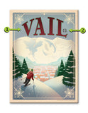 Vail, Art & Soul of America by Anderson Designs, downhill skiier Wood 28x38