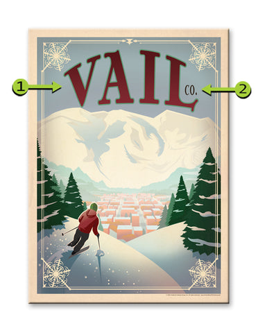 Vail, Art & Soul of America by Anderson Designs, downhill skiier Wood 23x31