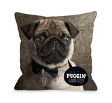 Puggin Good Sleep Throw Pillow by Rachael Hale