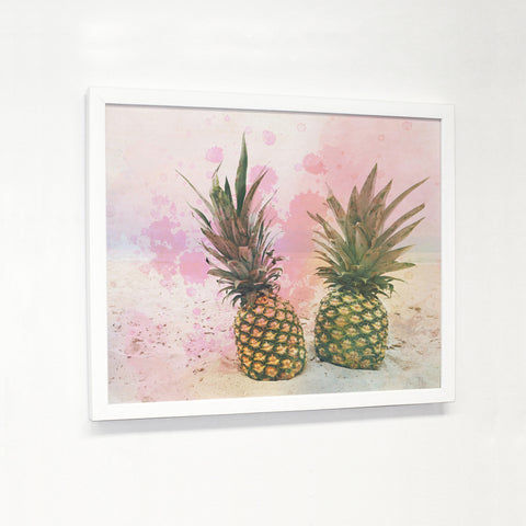 Pineapples In Paradise - Pink - White Canvas Image Box by OBC 11 X 14