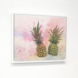 Pineapples In Paradise - Pink White Floating Frame by OBC 11 X 14