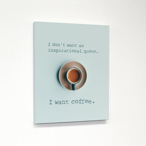 I Want Coffee - Blue Premium Gallery Wrap by OBC 11 X 14