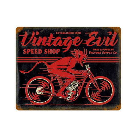 Vintage Evil Metal Sign Wall Decor 15 x 12