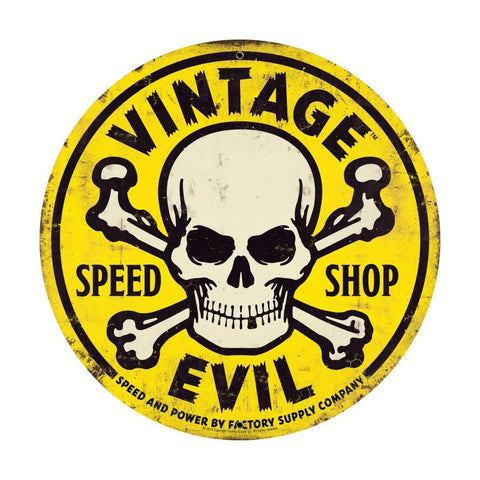 Vintage Evil yellow skull 28  Metal Sign Wall Decor 28 x 28