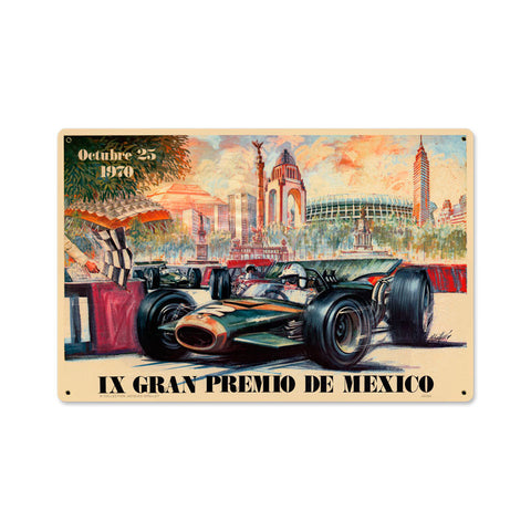 Mexico 1970 Grand Prix Metal Sign Wall Decor 18 x 12