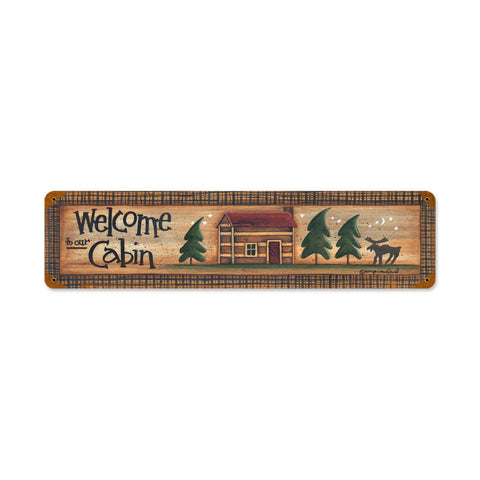 Welcome Cabin Metal Sign Wall Decor 20 x 5