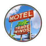 Trade Winds Motel Round XL Metal Sign Wall Decor 28 x 28