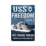 USS Freedom Metal Sign Wall Decor 12 x 18