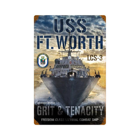 USS Ft Worth Metal Sign Wall Decor 12 x 18