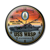 USS Wasp Clock Metal Sign Wall Decor 14 x 14