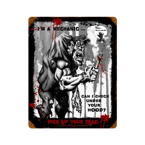 Zombie Mechanic Sign Metal Sign Wall Decor 12 x 15