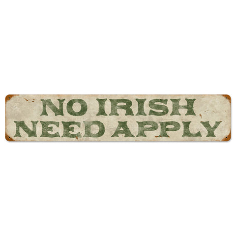 No Irish Metal Sign Wall Decor 28 x 6