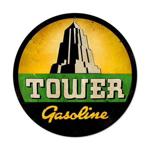 Tower Gasoline Metal Sign Wall Decor 14 x 14