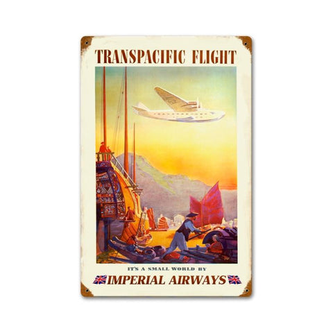 Transpacific Imperial Airways Metal Sign Wall Decor 12 x 18