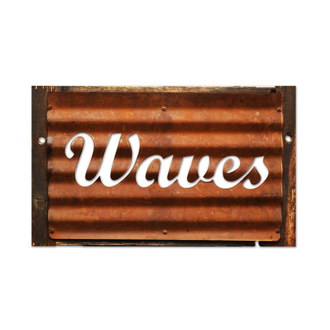 Waves Metal Sign Wall Decor 19 x 26