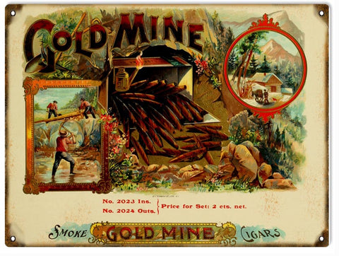 Vintage Gold Mine Cigar Metal Sign