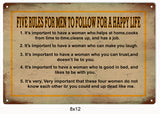 Five Rules Metal Sign