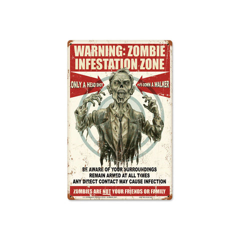 Warning Zombie Infestation Zone Sign Metal Sign Wall Decor 12 x 18