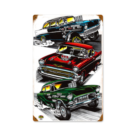 Triple Dragster Metal Sign Wall Decor 12 x 18