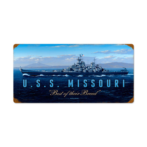 USS Missouri Metal Sign Wall Decor 24 x 12