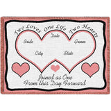 Two Hearts Pink Blanket