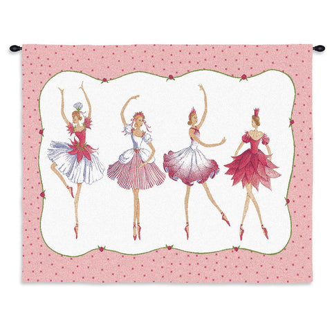 Four Ballerinas Wall Tapestry With Rod