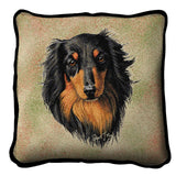 Long-haired Dachshund Black and Tan Pillow Cover