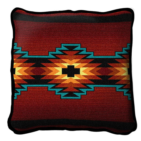 Southwest Geometric Deep Red Pillow