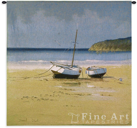 Moorings Low Tide Small Wall Tapestry