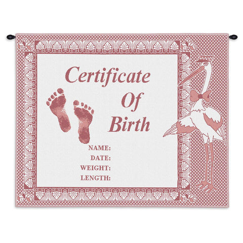 Birth Certificate Girl Wall Tapestry With Rod