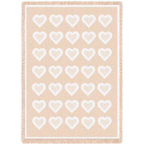 Basketweave Hearts Chenille Natural Blanket