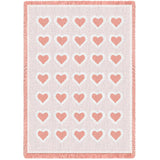 Basketweave Hearts Pink Natural Small Blanket