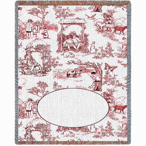 Childhood Toile Red Mini Blanket