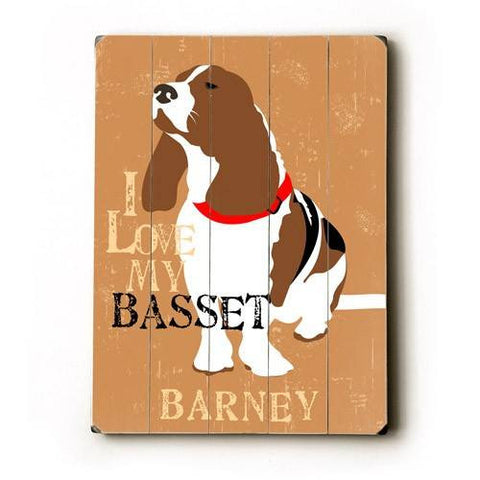 Personalized I love my basset Wood Sign 9x12 (23cm x 31cm) Solid