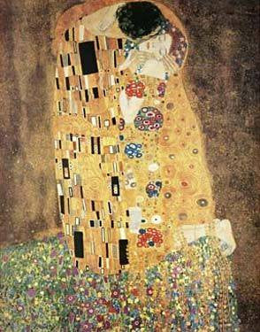 The Kiss, Gustav Klimt Wood Sign 9x12 (23cm x 31cm) Solid