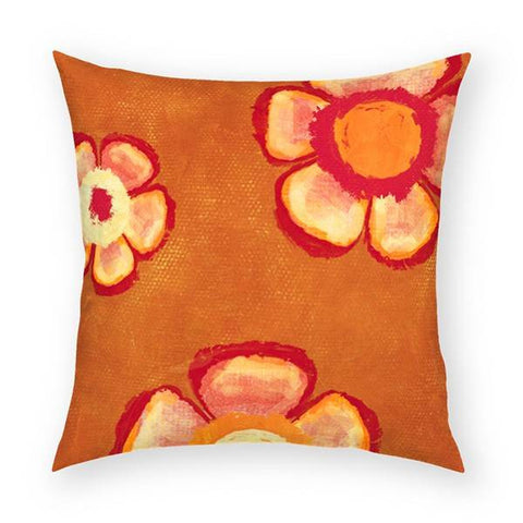 Orange Flowers Pillow 18x18