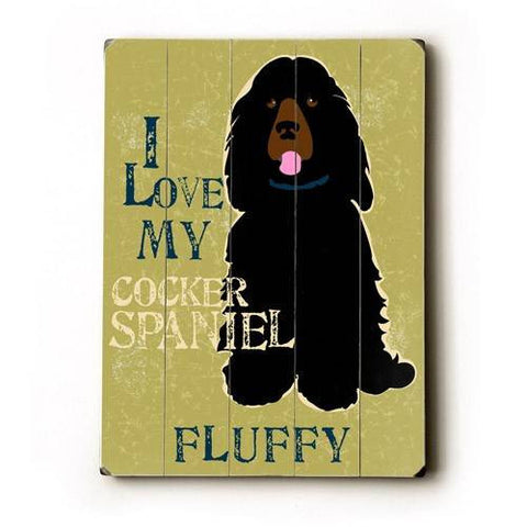 Personalized I love my cocker spaniel Wood Sign 9x12 (23cm x 31cm) Solid