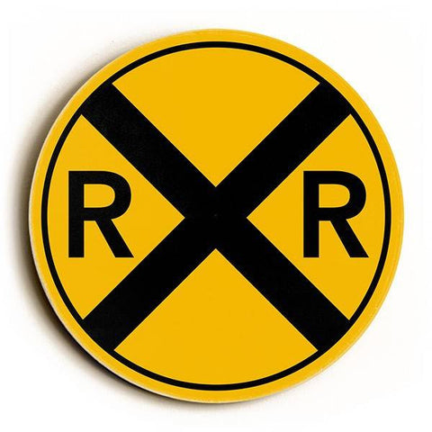 RR Crossing Wood Sign 12x12 (31cm x31cm) Round