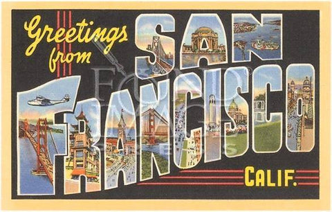 Greetings from San Francisco, California Wood Sign 7.5x12 (20cm x31cm) Solid