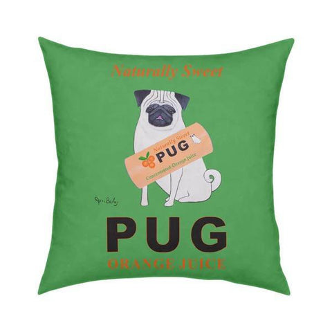 Pug orange juice Pillow 18x18