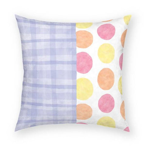 Plaid Polka Dots Pillow 18x18