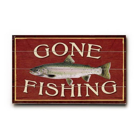 Gone Fishing Wood Sign 9x12 (23cm x 31cm) Solid