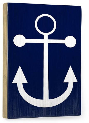 Navy Anchor Wood Sign 9x12 (23cm x 31cm) Solid